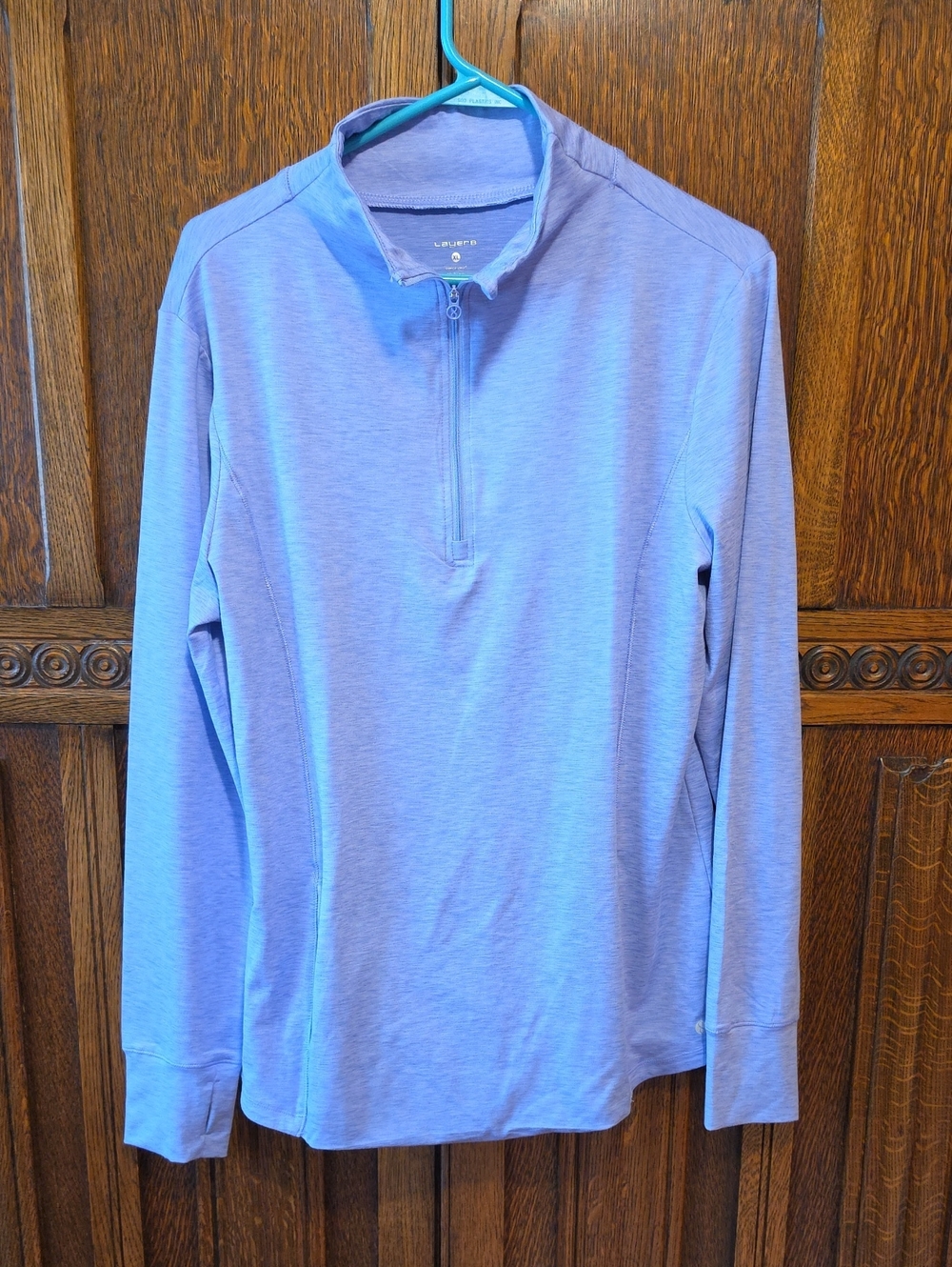 Light Periwinkle Quarter-Zip Long Sleeve Top - Ladies' Active Tee